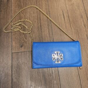 Tory Burch 💙 Britten Duo Envelope Long Continental Snap Closure Leather Wallet